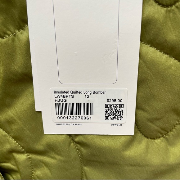 Sold Lululemon Insulated Quilted Long Bomber - Juniper Green - Picture 10 of 10
